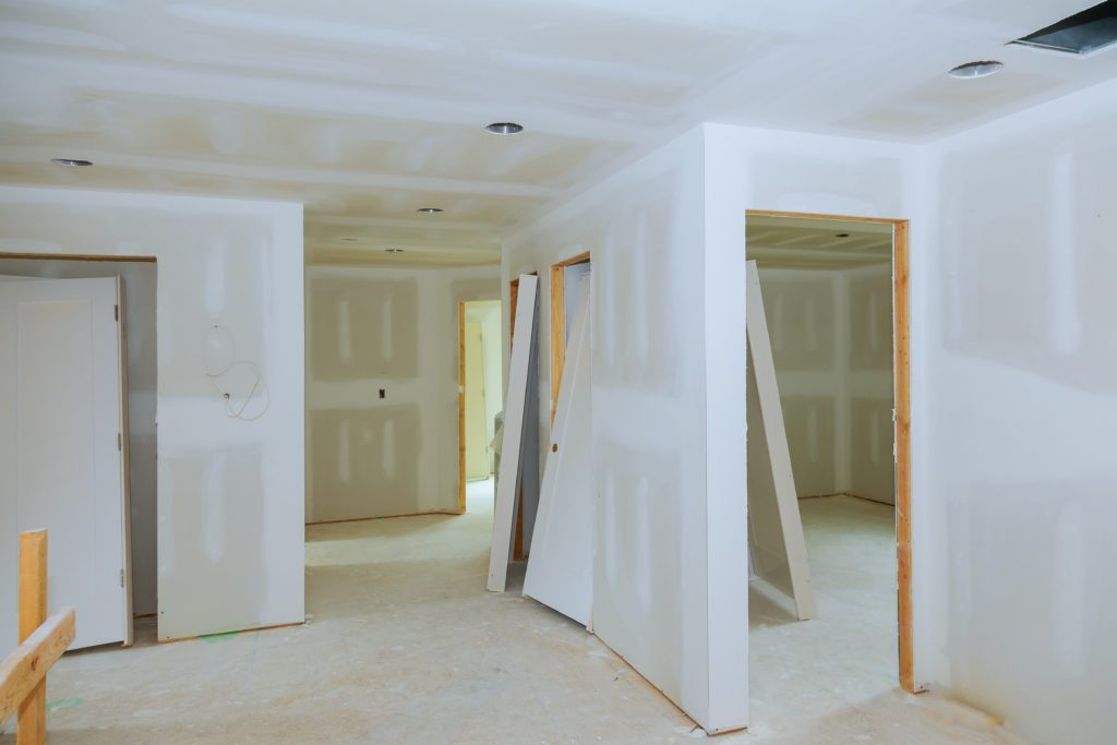 new construction of drywall plasterboard